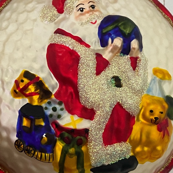 Vintage Waterford Christmas Ornament Blown Glass Two Sided Santa Claus Globe Toy - Picture 2 of 14